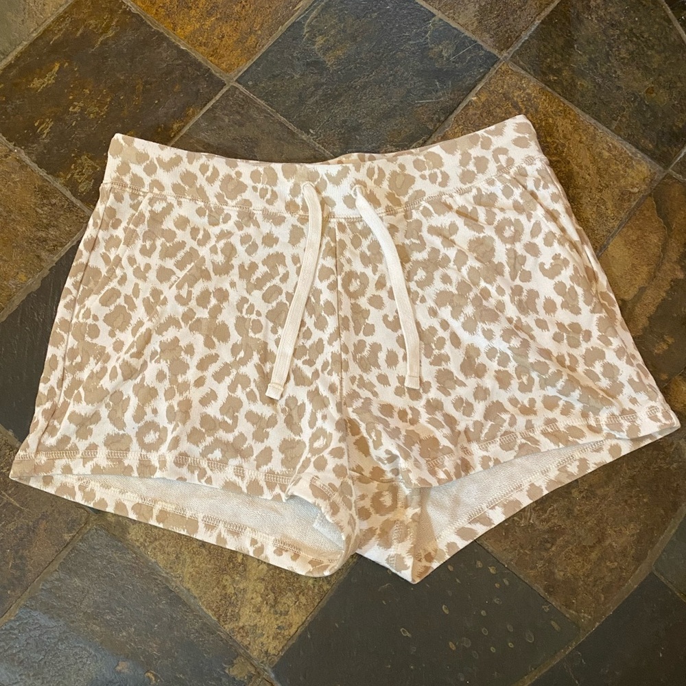 Light brown and white leopard shorts
